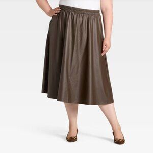NWT a new day Faux Brown Leather Skirt | Brown Leather Skirt | Leather Skirt